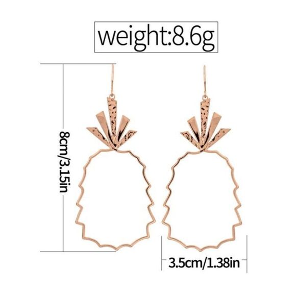 New HOLLOW PINEAPPLE DANGLE EARRINGS - Picture 4 of 8